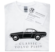 Vit T-shirt, herr, "Classic Volvo P1800"
