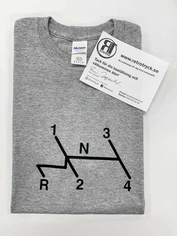 Grå T-shirt, herr. Växelspaksymbol VW