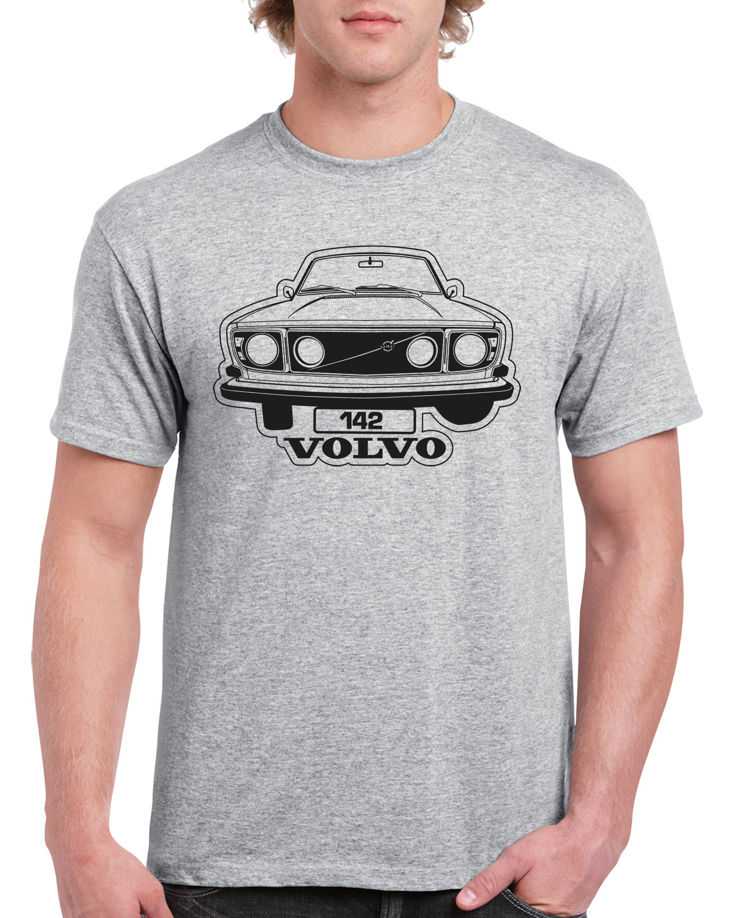 T-shirt herr: Volvo 142 front