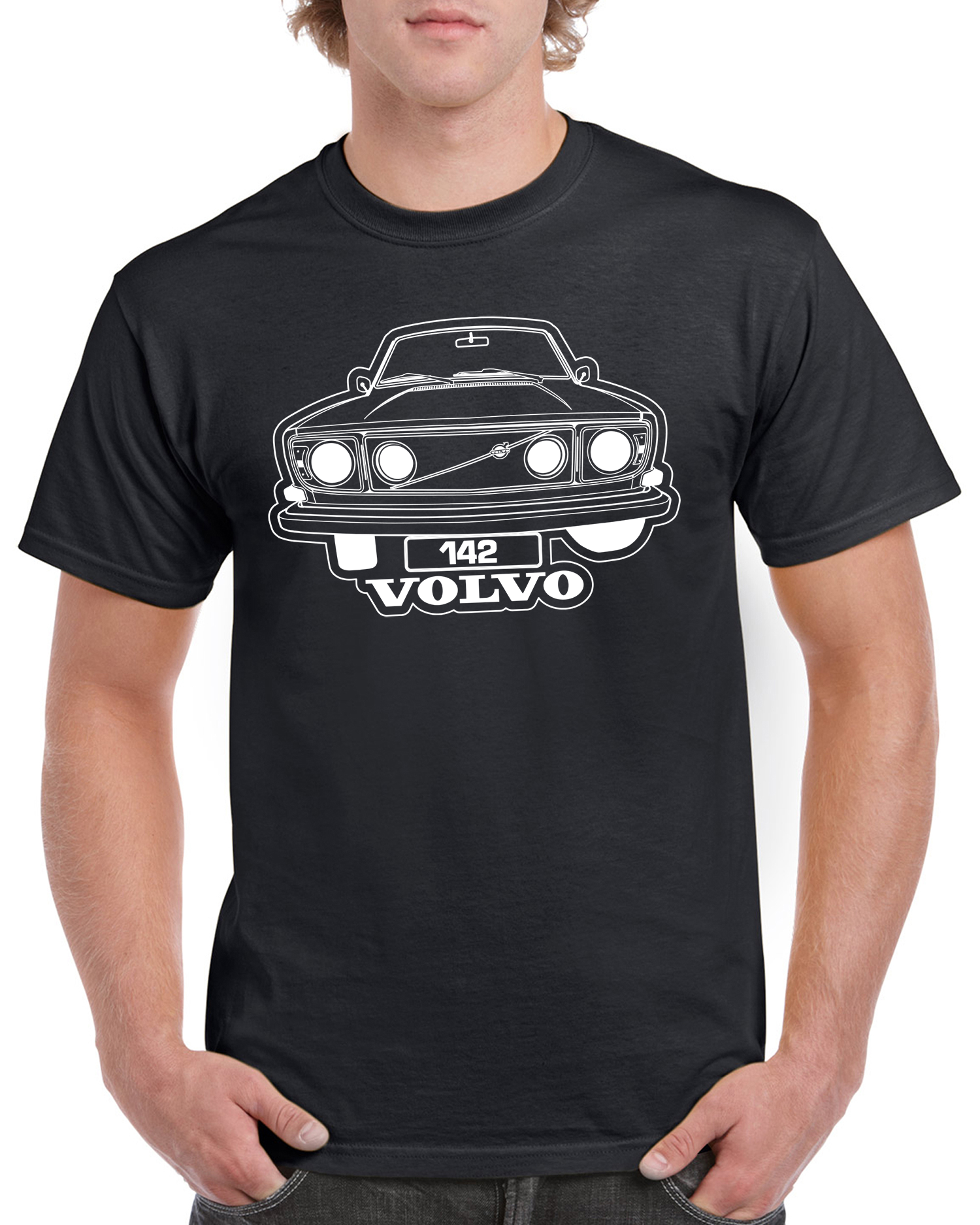 T-shirt herr: Volvo 142 front
