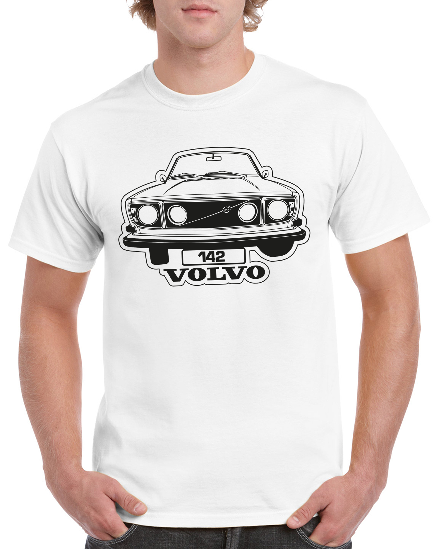 T-shirt herr: Volvo 142 front