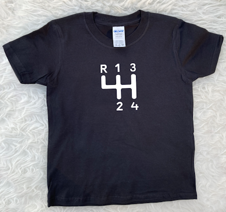 T-shirt barn (strl. CL): Växelspaksymbol Volvo Amazon