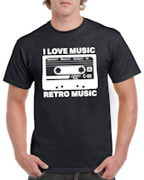 T-shirt herr: I Love Music RETRO MUSIK