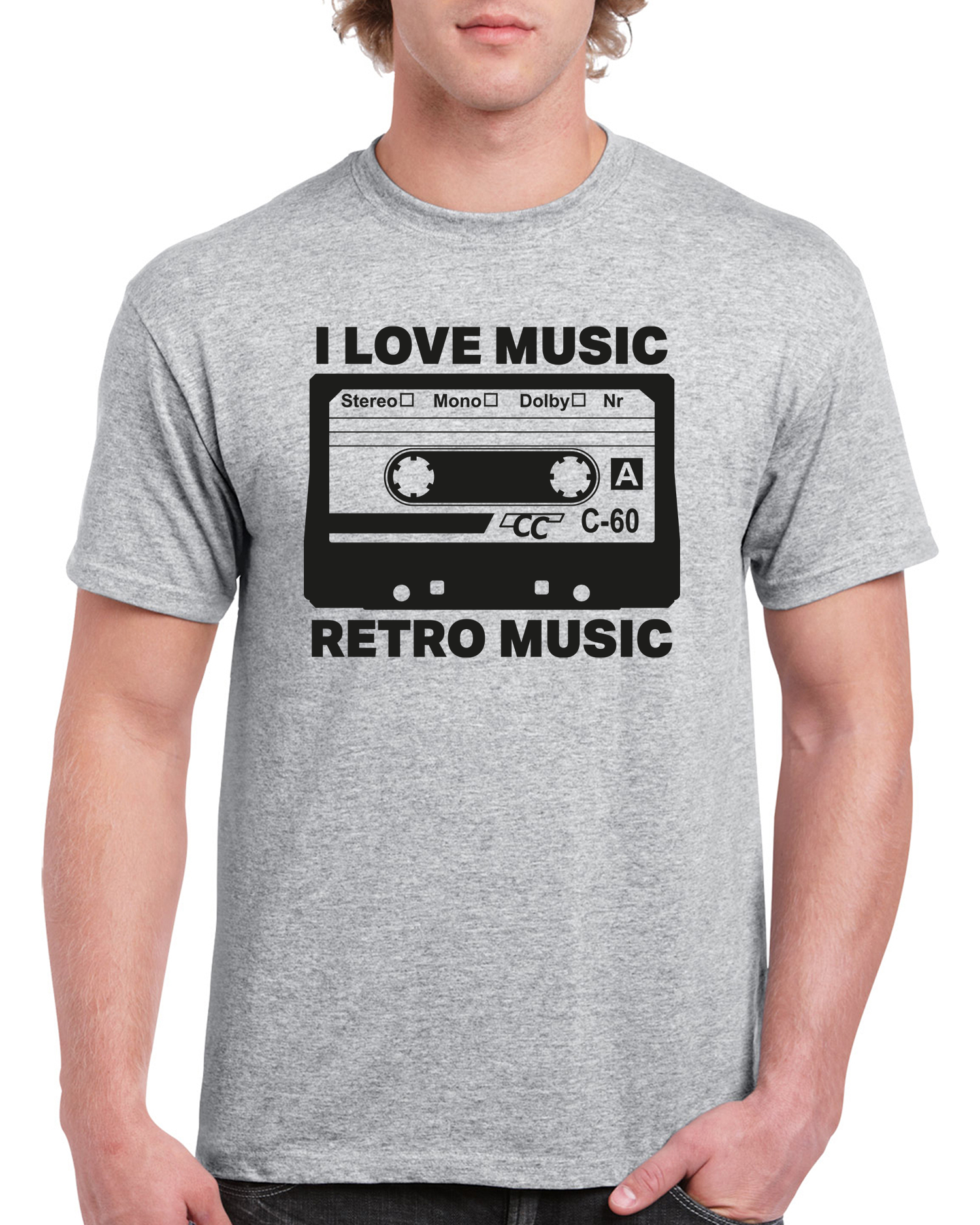 T-shirt herr: I Love Music RETRO MUSIK