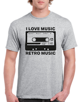 T-shirt herr: I Love Music RETRO MUSIK