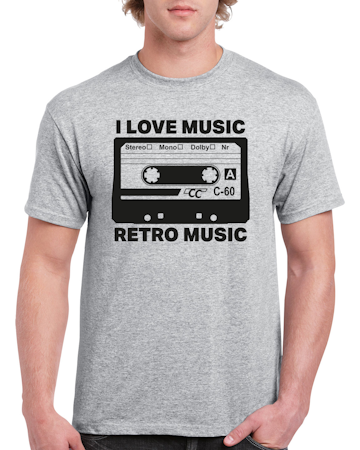 T-shirt herr: I Love Music RETRO MUSIK