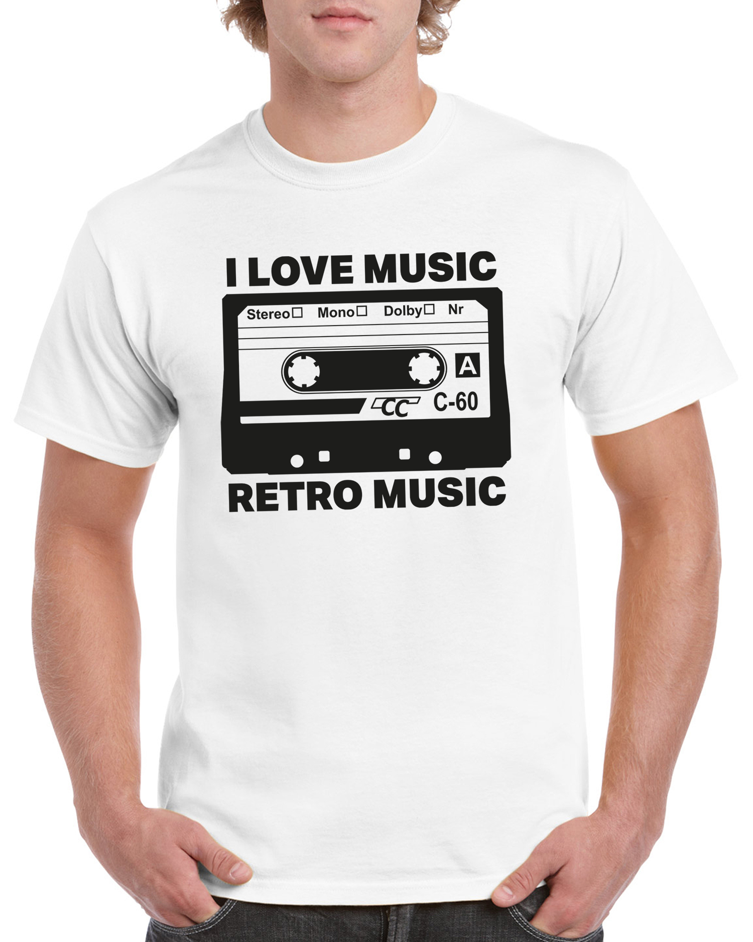 T-shirt herr: I Love Music RETRO MUSIK