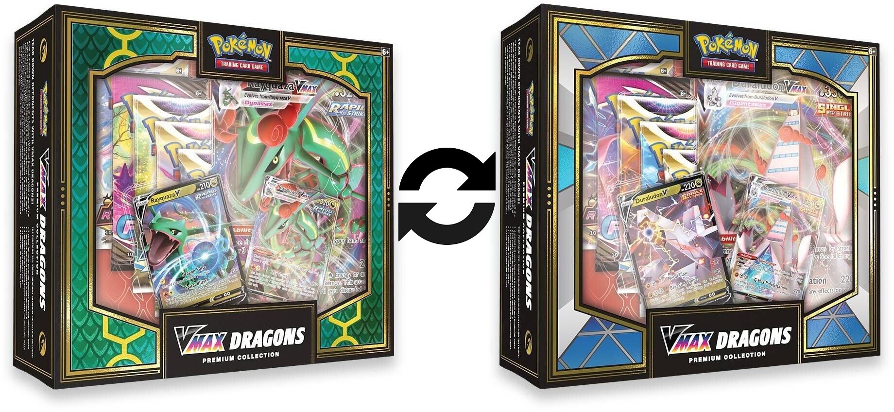 Pokemon VMAX Double Dragons Rayquaza & Duraludon Premium Collection Box Set