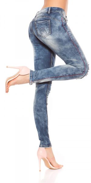 Jeans med rosa sømmer
