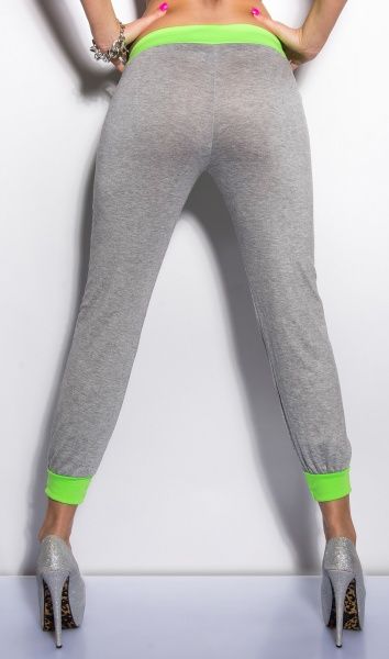 Sweat bukse - grå/neongrønn