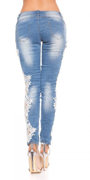 Jeans med blonder - hvit