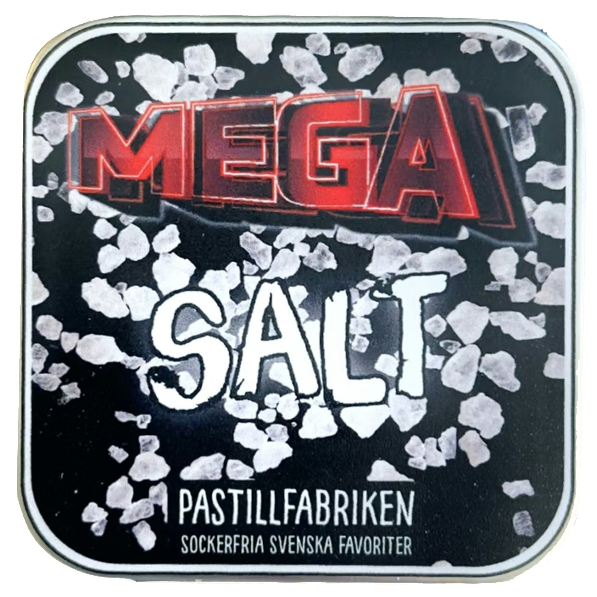 En plåtask med extra salta saltlakrits pastiller.