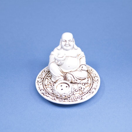 Rökelsehållare, Happy Buddha Vit. Nr3
