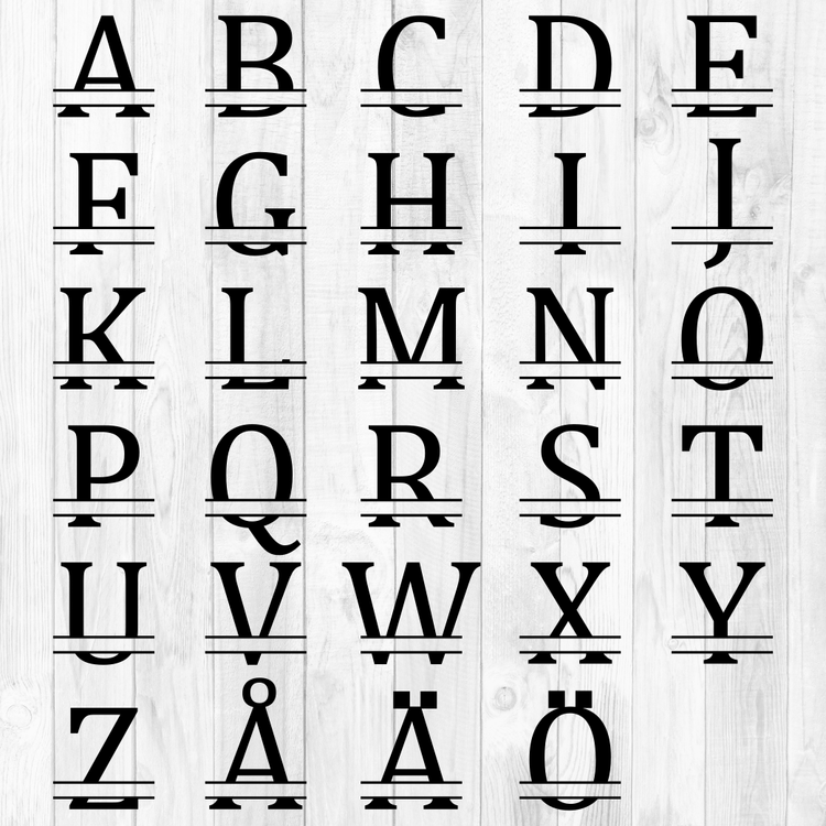 Hela alfabetet av vårt stilrena monogram Stilrenheten.