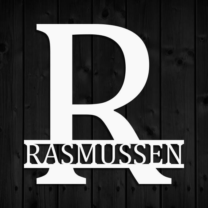 Stilrent monogram med namnet Rasmussen.