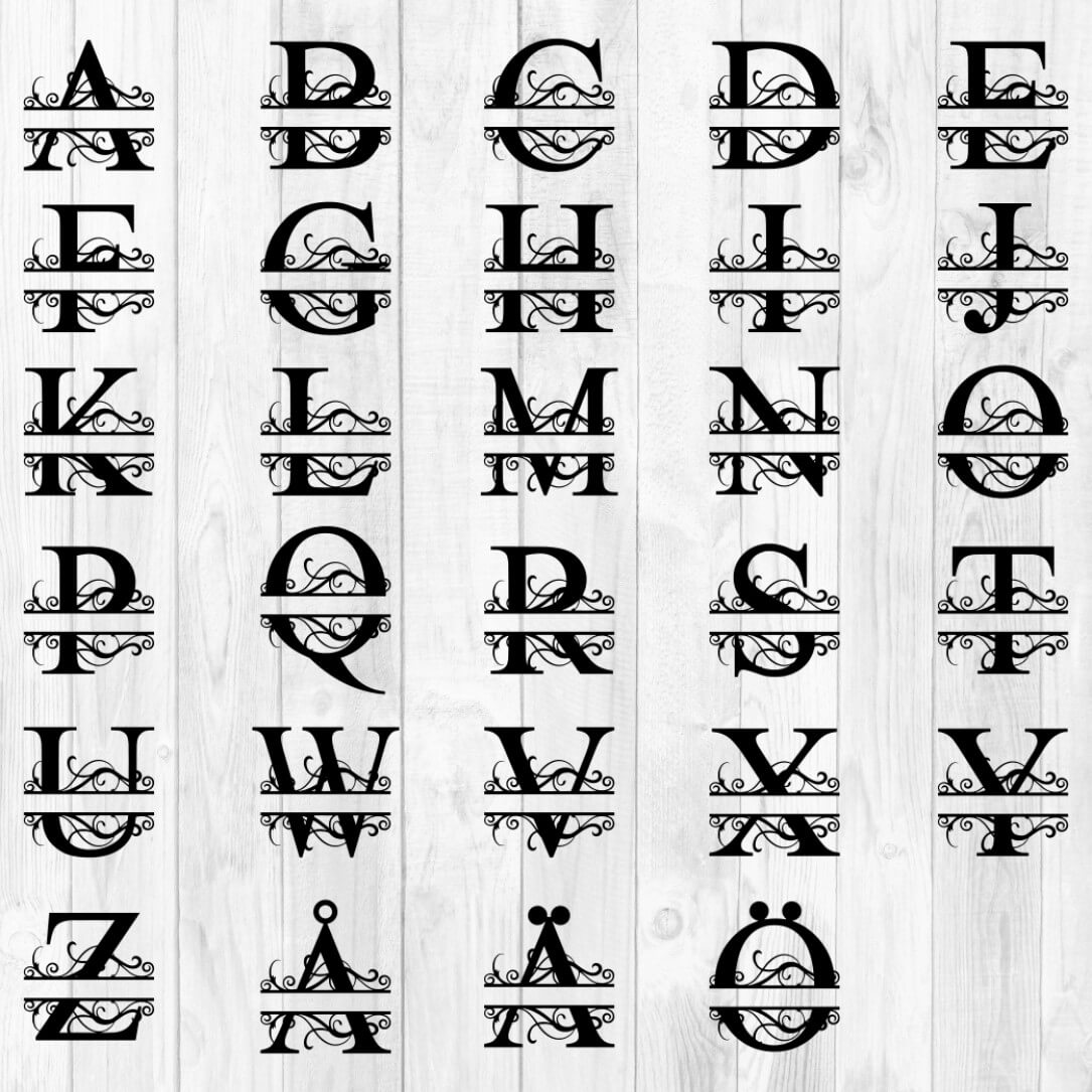 Bild av hela alfabetet med vårt personliga monogram Lyxigheten.