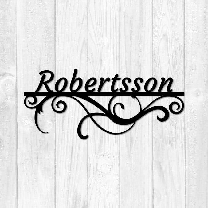 Elegant väggdekor med personlig text, här med namnet Robertsson.