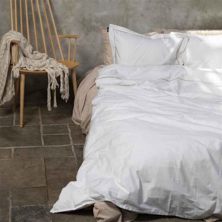 Påslakanset Ekologisk Percale Siri white/cobblestone 150X210 cm