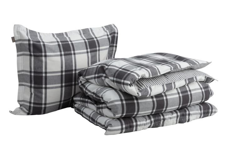 Flannel Check Påslakan 150x210 cm Antracite
