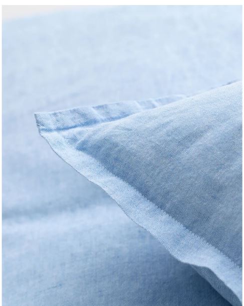 Linne/Bomull Påslakan Azure Blue 150x210 cm