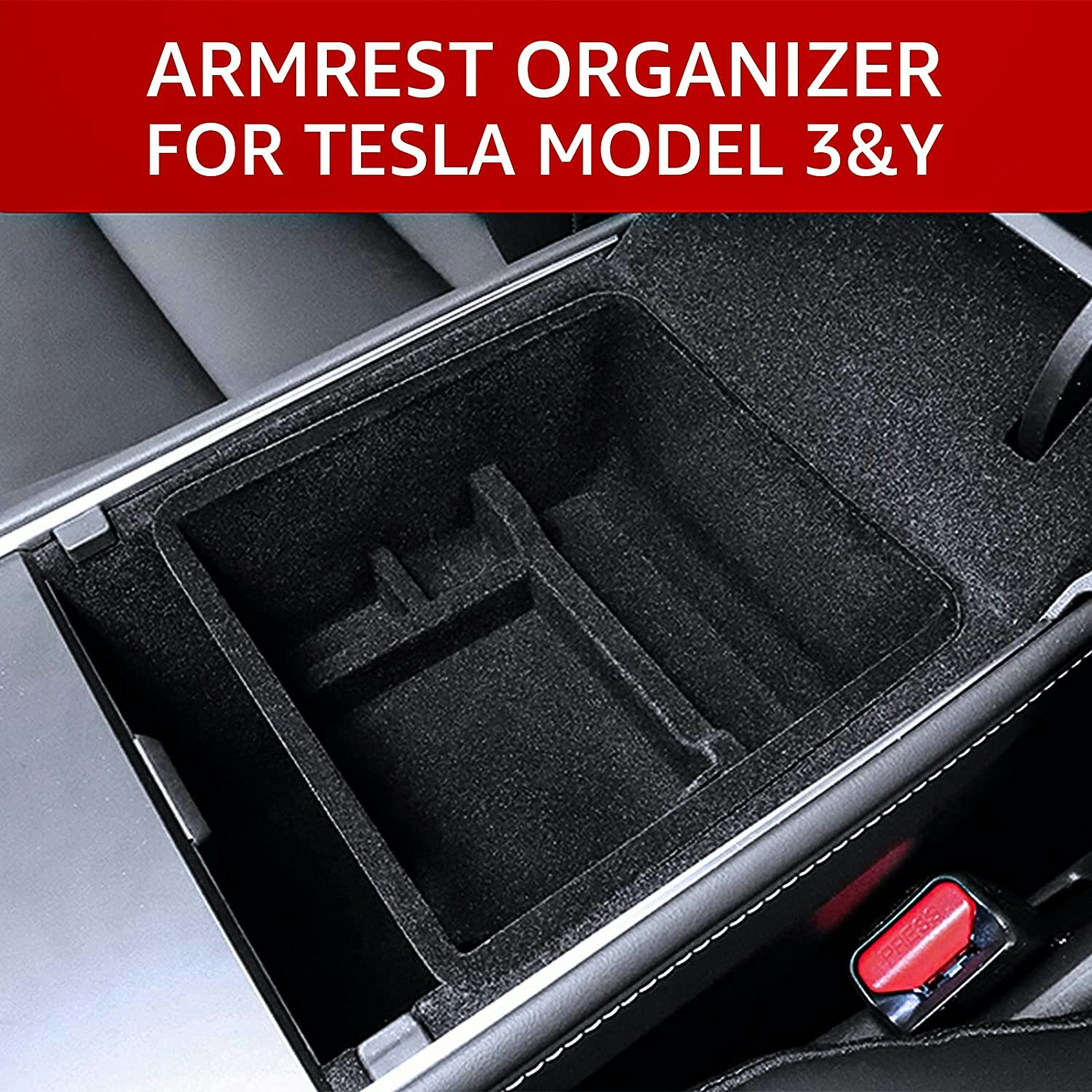 Insats i silikon till mittkonsolen, svart - Tesla Model 3 2021/Y