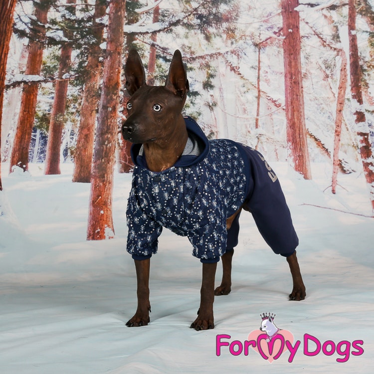 Varm Mysdress pyjamas overall "Blå Paljett" UNISEX "For My Dogs"