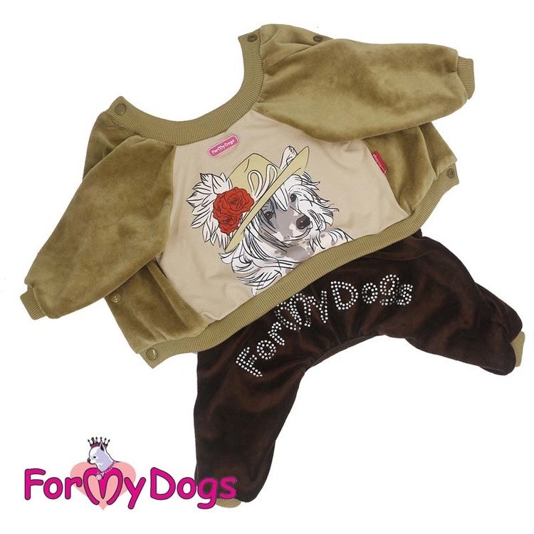 Mysdress pyjamas overall "Brun Chinese Crested Dog" UNISEX "For My Dogs"