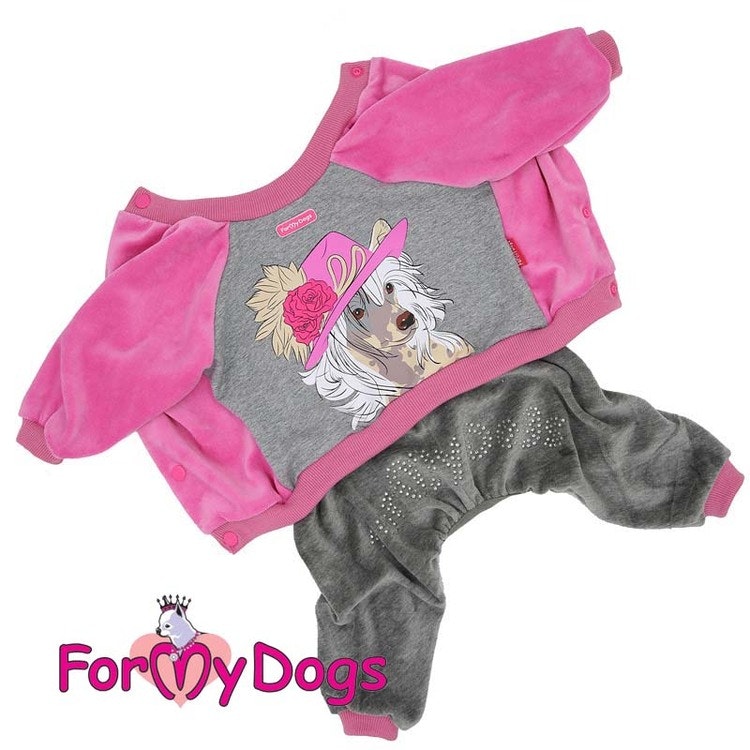 Mysdress pyjamas overall "Rosa Chinese Crested Dog" UNISEX "For My Dogs"