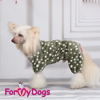 Varm Plysh/Fleece Overall "Emerald Stars" hane "For My Dogs" PREORDER