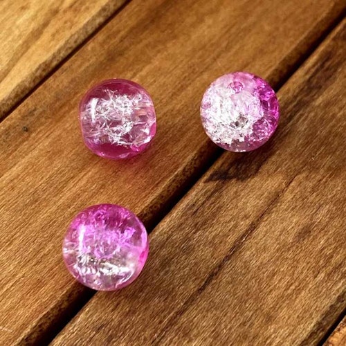 Krackelerad pärla 8mm Rosa/klar