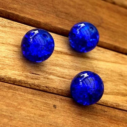 Krackelerad pärla 6 mm Blå