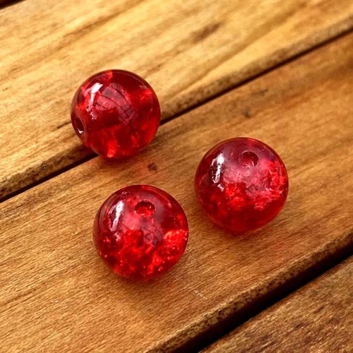 Krackelerad pärla 6 mm Röd