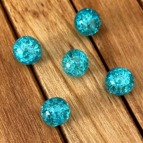 Krackelerad pärla 6 mm Havsblå