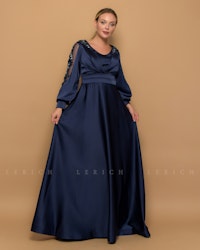 Långärmade klänningar Mork blå
