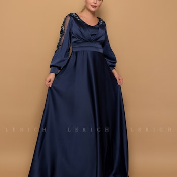 Långärmade klänningar Mork blå