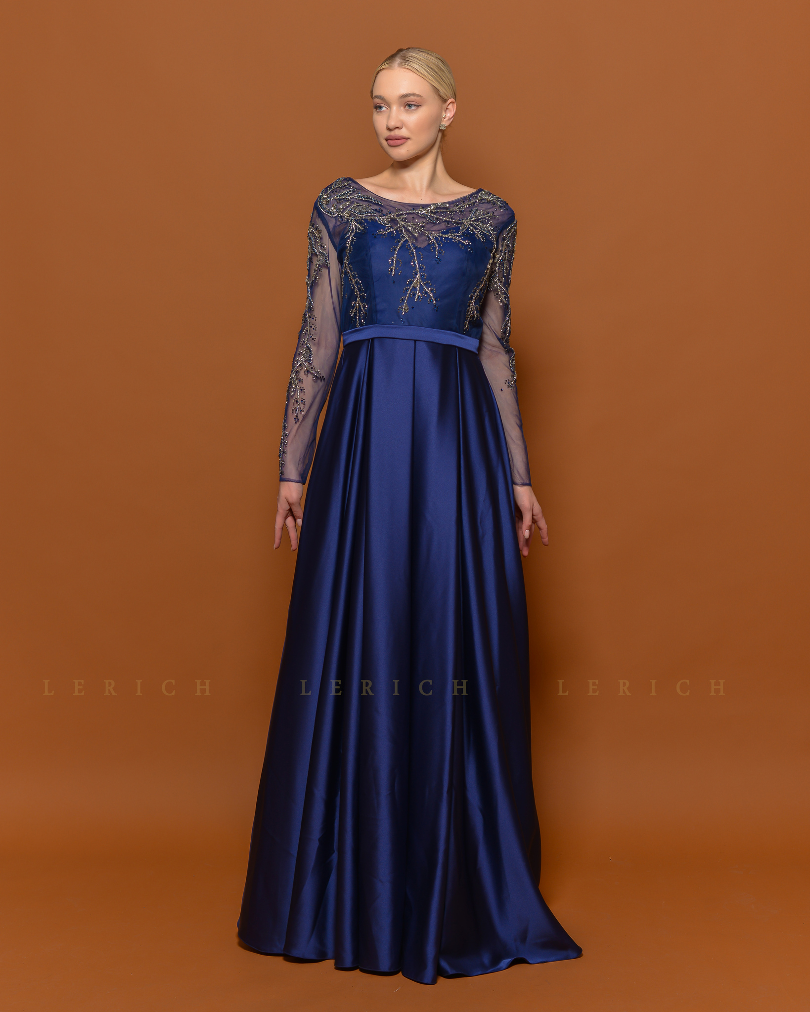 Långärmade klänningar Marin blå