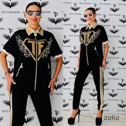 Tatu 2-Delsset tröja med byxor Svart & guld
