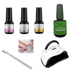 Stort Startkit- Primer, Base & Toplack + UV Lampa + Remover + Nagelbandsverktyg