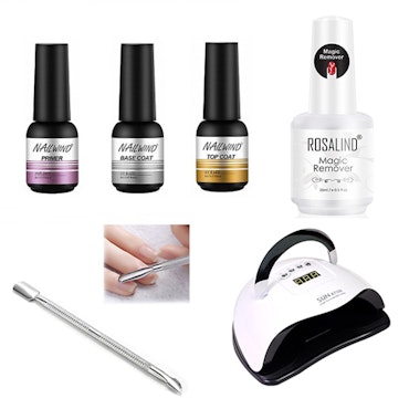 Stort Startkit- Primer, Base & Toplack + UV Lampa + Remover + Nagelbandsverktyg