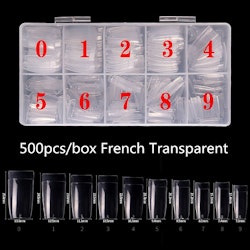 500pcs Franska Nageltippar Clear/Transparenta