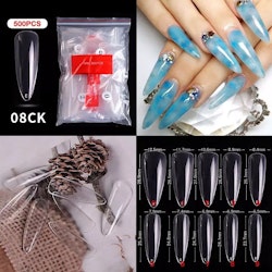 500pcs Stiletto Transparenta Tippar