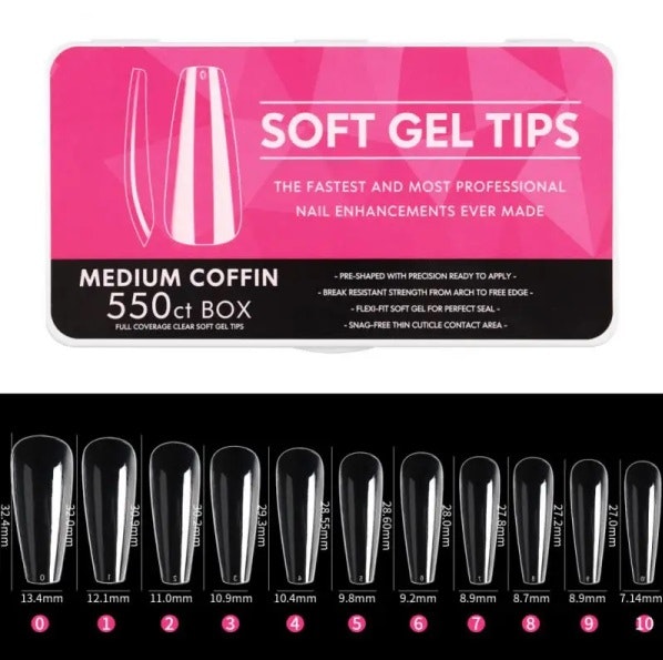 550pcs - Soft Gel Tips - Medium Coffin