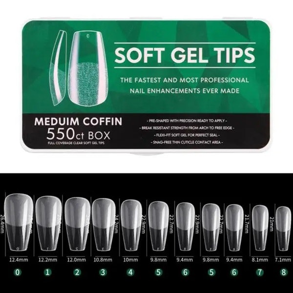 550pcs - Soft Gel Tips - Medium Coffin