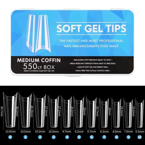 550pcs - Soft Gel Tips - Medium Coffin