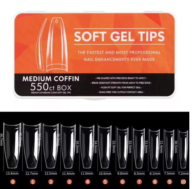 550pcs - Soft Gel Tips - Medium Coffin