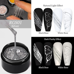 Spider Gel - Elastisk Gel - Silver Glitter- 5 ml