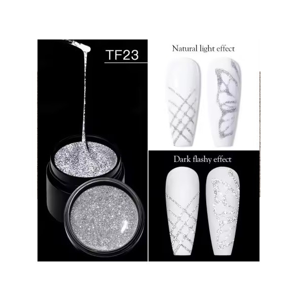 Spider Gel - Elastisk Gel - Silver Glitter - 5 ml