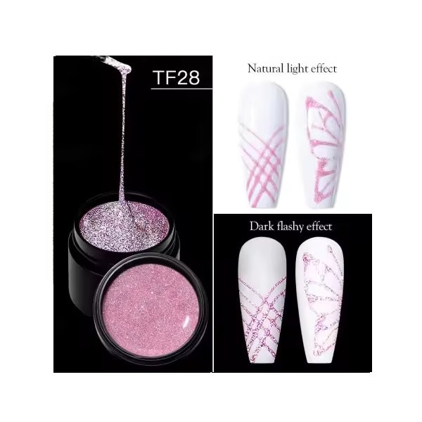 Spider Gel - Elastisk Gel - Rosa Glitter - 5 ml