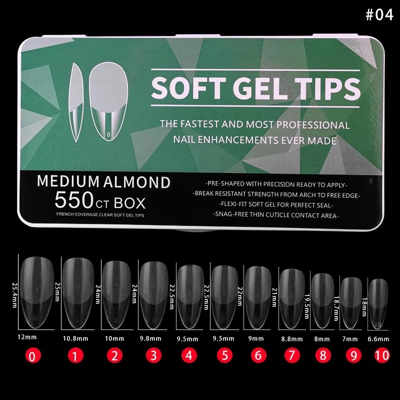 550pcs - Soft Gel Tips - Medium Almond