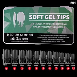 550pcs - Soft Gel Tips - Medium Almond